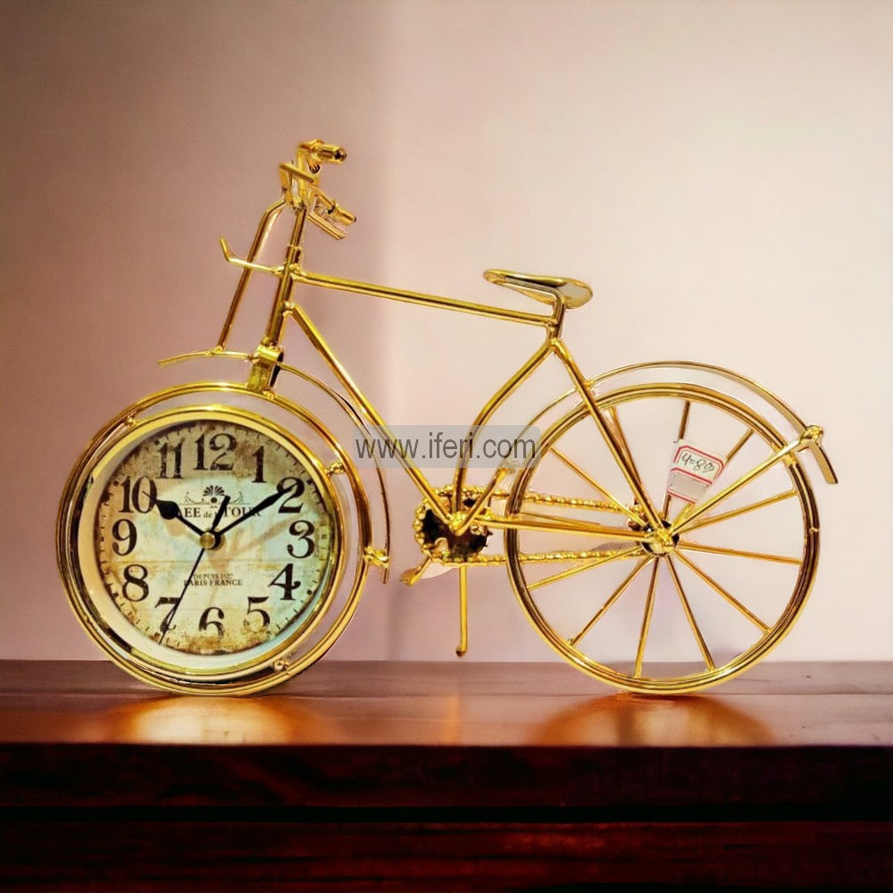 13.5 Inch Metal Bicycle Model Decorative Sculpture Showpiece with Table Clock RY2840