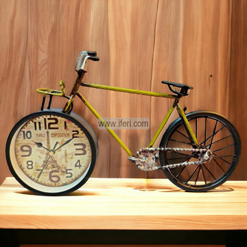 15.5 Inch Metal Bicycle Model Decorative Sculpture Showpiece with Table Clock RY2841