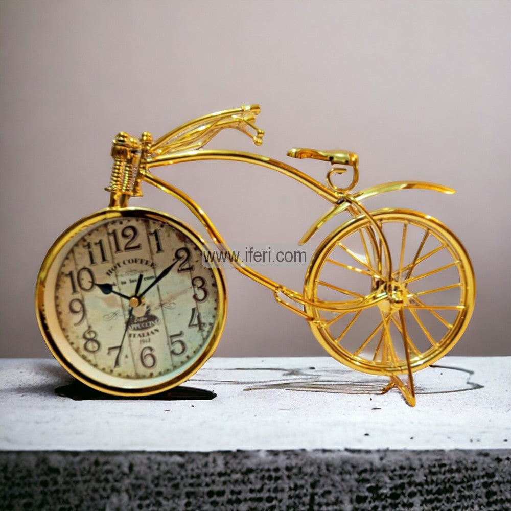 13 Inch Metal Bicycle Model Decorative Sculpture Showpiece with Table Clock RY2843