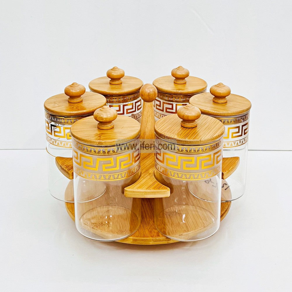 6 Pcs Glass Spice Jar with Revolving Stand DL6845