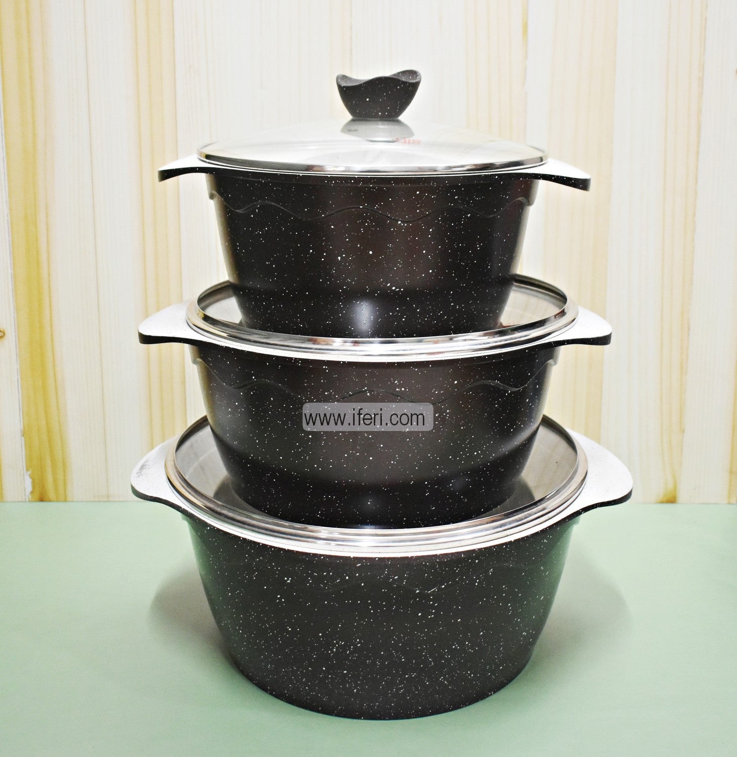 3 pcs JIO Non Stick Granite Coated Cookware Set RH1865