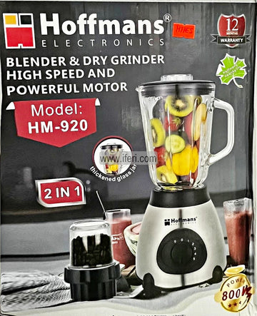 Hoffmans 800w 2 in 1 Electric Blender & High Speed Dry Grinder HM-920