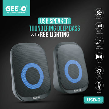 Geeoo USB Speaker Thundering Deep Bass With RGB Lighting USB2 GT3010