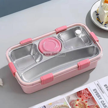 4 Part Airtight Stainless Steel Tiffin Box Food Container with Spoon & Chopsticks CK1543 (সেল)