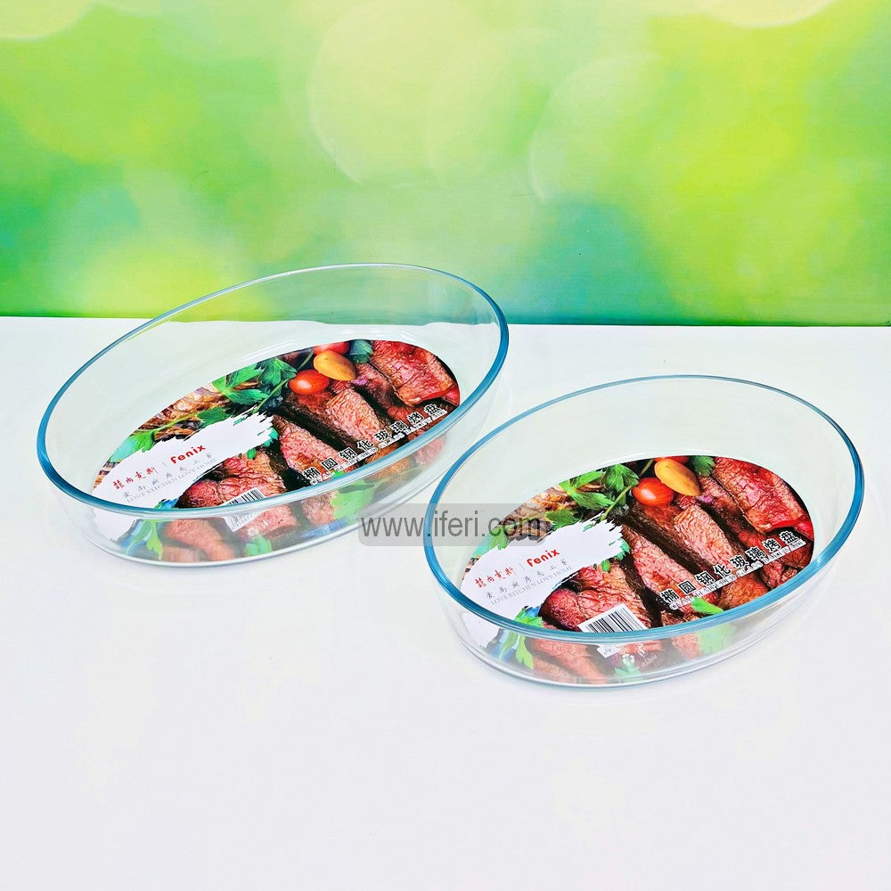 2 Pcs Tempered Glass Oval Casserole Set IF7951 (সেল)