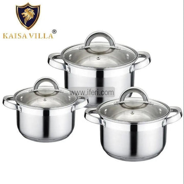 3 Pcs Kaisa Villa Stainless Steel Cookware Set with Lid KV-2241