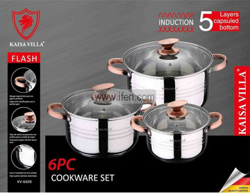 3 Pcs Kaisa Villa Stainless Steel Cookware Set with Lid KV-6608