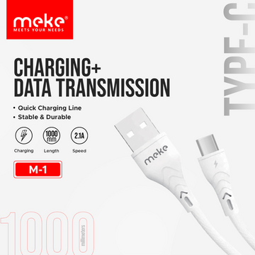 Meke Quick Charging 1M Long (Type-C) Data Cable 2.1A Safe Charge M1 GT1033