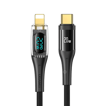 USAMS US-SJ588 Type-C To Lighting PD 20W Transparent Fast Charging Digital Display Cable DWN2005