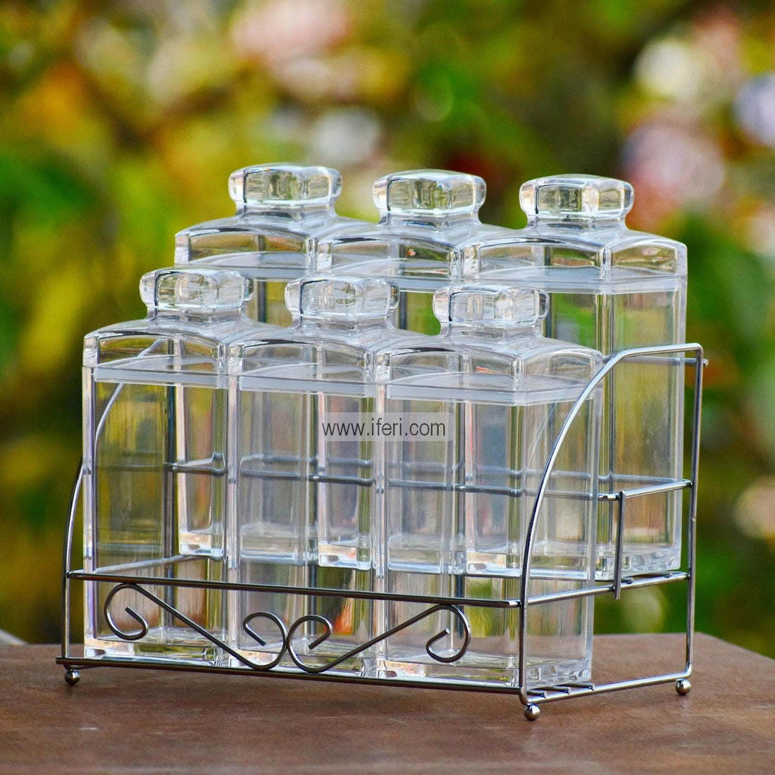 6 Pcs Airtight Acrylic Cookie Spice Jar With Stand RY0842 Price in Bangladesh - iferi.com