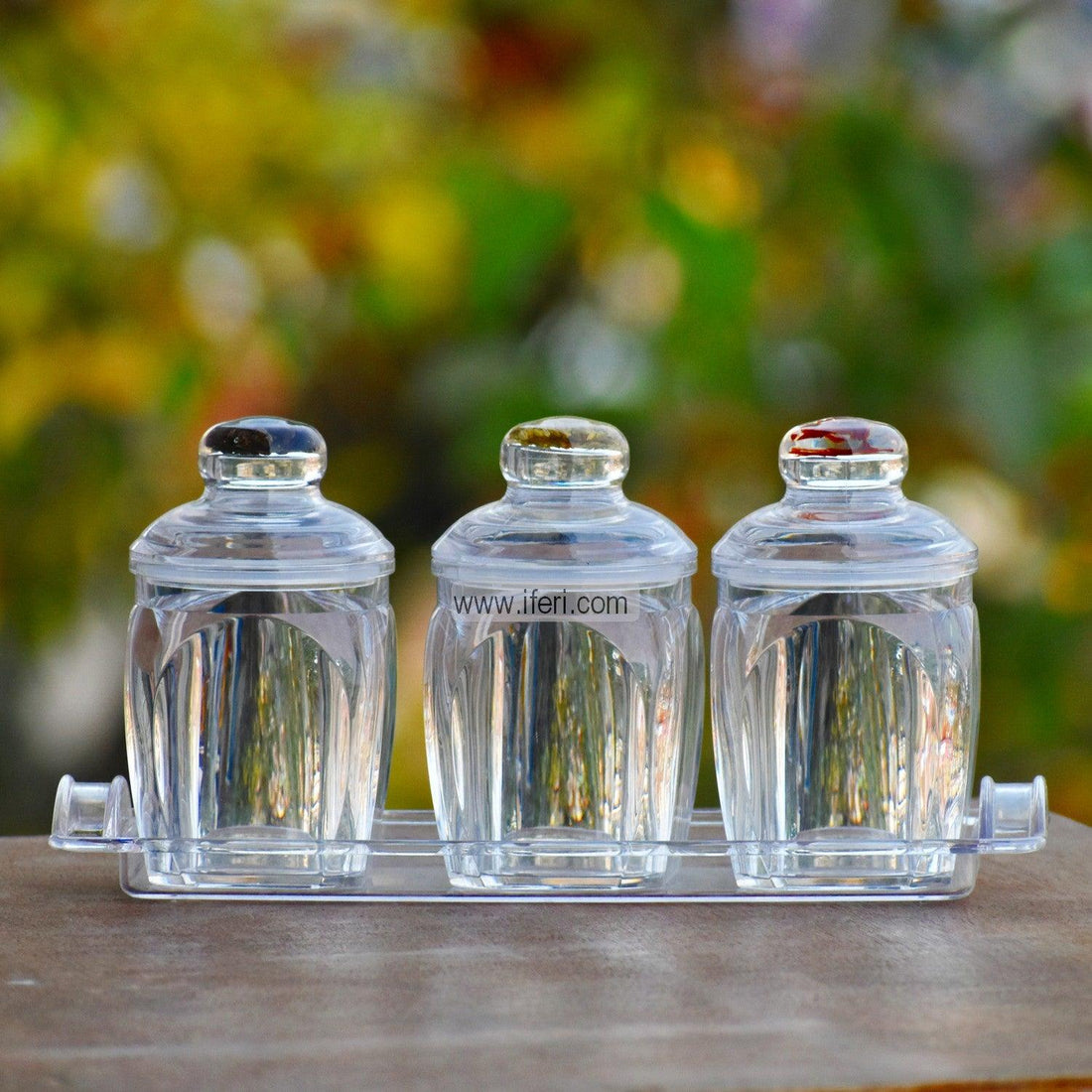 3 Pcs Airtight Acrylic Spice Jar With Tray RY0862 Price in Bangladesh - iferi.com